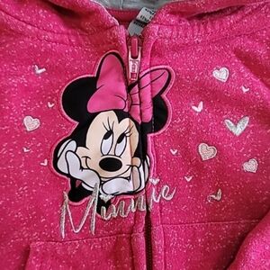 Disney Hot Pink Minnie Mouse Zip Hoodie with Heart Accents